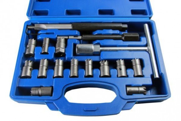 Diesel verstuiver onderhoudsset / verstuiver zitting snijder set 17-delig 